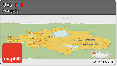 Savanna Style Panoramic Map of Uvs, single color outside