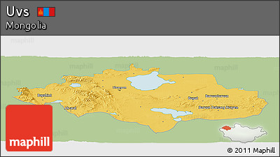 Savanna Style Panoramic Map of Uvs, single color outside