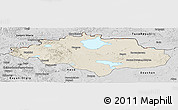 Shaded Relief Panoramic Map of Uvs, desaturated