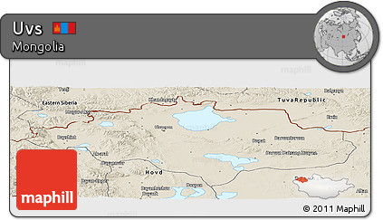 Shaded Relief Panoramic Map of Uvs