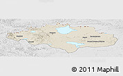 Shaded Relief Panoramic Map of Uvs, lighten, desaturated