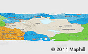Shaded Relief Panoramic Map of Uvs, political outside