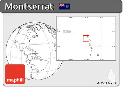 Physical Location Map of Montserrat, blank outside