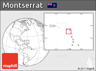 Physical Location Map of Montserrat, blank outside