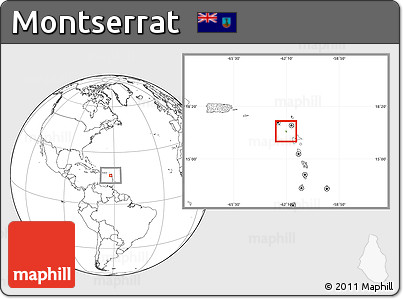 Physical Location Map of Montserrat, blank outside