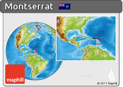 Physical Location Map of Montserrat, within the entire continent