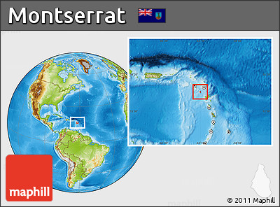 Physical Location Map of Montserrat