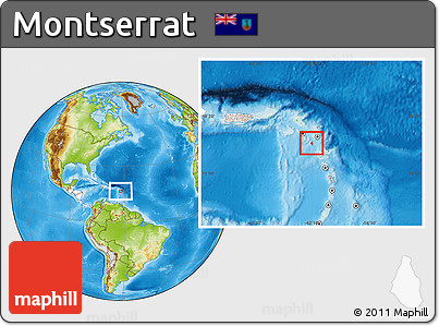 Physical Location Map of Montserrat, highlighted continent