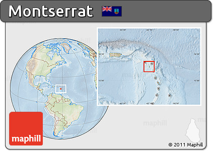 Physical Location Map of Montserrat, lighten