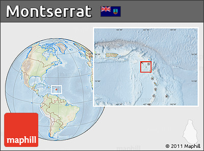 Physical Location Map of Montserrat, lighten