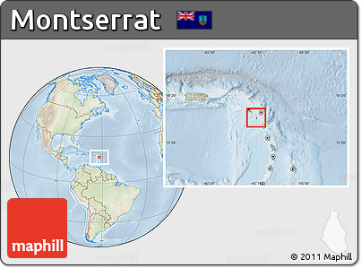 Physical Location Map of Montserrat, lighten
