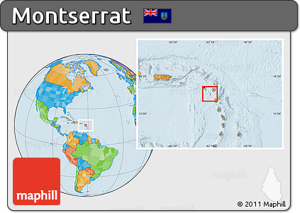 Physical Location Map of Montserrat, political outside
