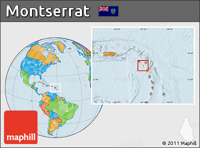 Physical Location Map of Montserrat, political outside