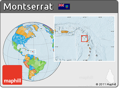 Physical Location Map of Montserrat, political outside
