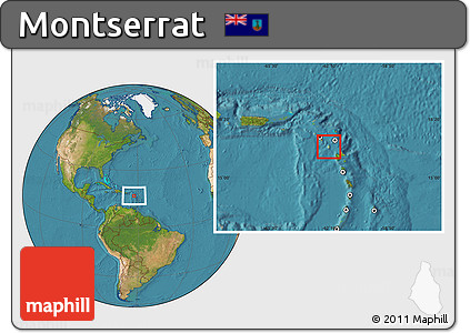 Physical Location Map of Montserrat, satellite outside