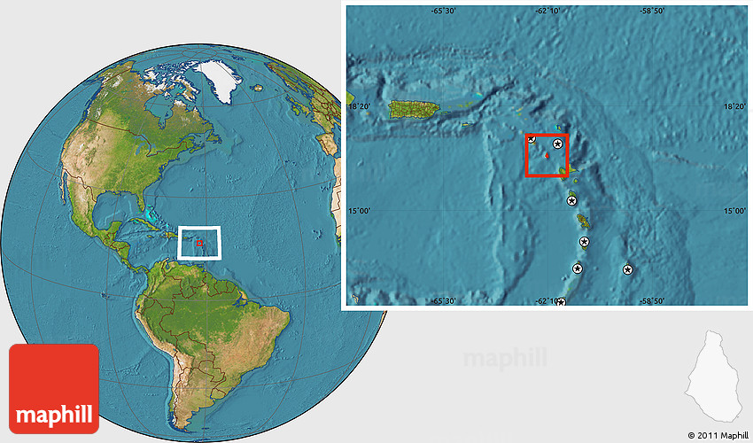 Satellite Location Map of Montserrat