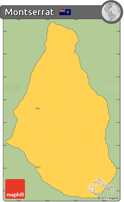 Savanna Style Simple Map of Montserrat, cropped outside