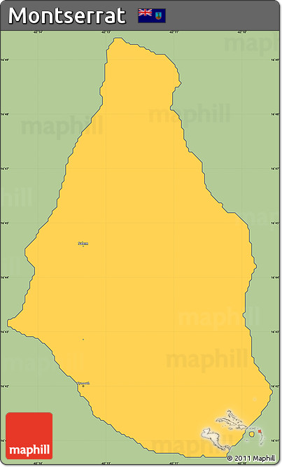 Savanna Style Simple Map of Montserrat, cropped outside
