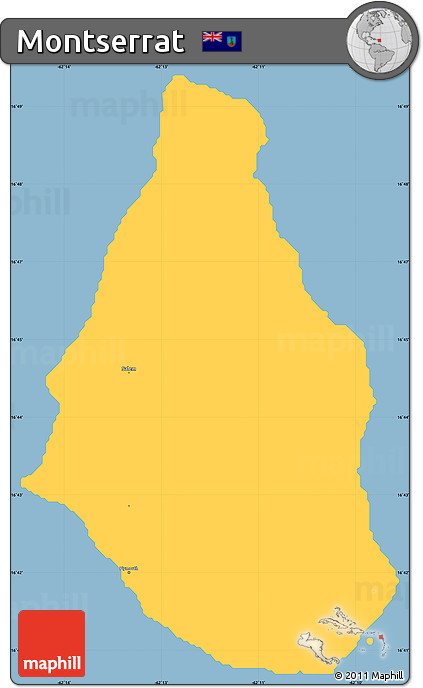 Savanna Style Simple Map of Montserrat, single color outside