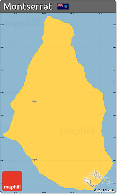 Savanna Style Simple Map of Montserrat, single color outside