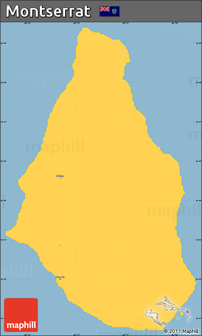 Savanna Style Simple Map of Montserrat, single color outside