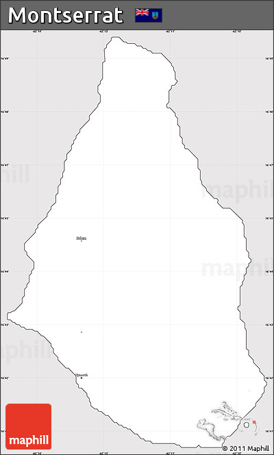 Silver Style Simple Map of Montserrat, cropped outside