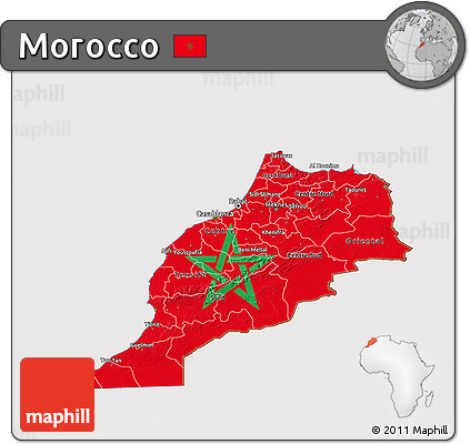 Flag 3D Map of Morocco