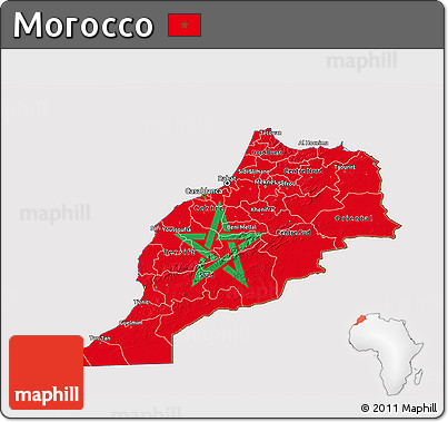 Flag 3D Map of Morocco