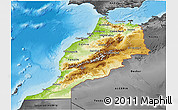 Physical 3D Map of Morocco, darken, desaturated, land only