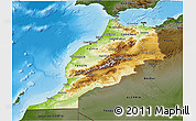 Physical 3D Map of Morocco, darken, land only