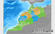 Political 3D Map of Morocco, desaturated, land only