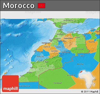 Political 3D Map of Morocco
