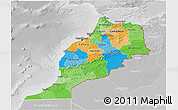 Political 3D Map of Morocco, lighten, desaturated