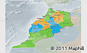 Political 3D Map of Morocco, lighten, semi-desaturated