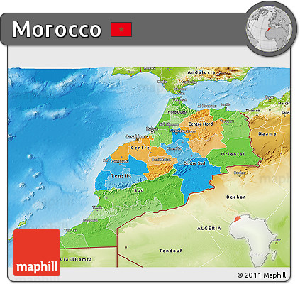 Political 3D Map of Morocco, physical outside