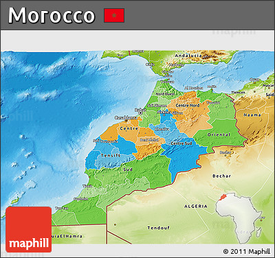 Political 3D Map of Morocco, physical outside