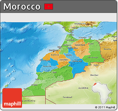 Political 3D Map of Morocco, physical outside
