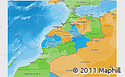 Political 3D Map of Morocco, political shades outside