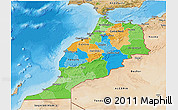 Political 3D Map of Morocco, satellite outside, bathymetry sea