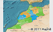 Political 3D Map of Morocco, satellite outside