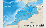 Political Shades 3D Map of Morocco, shaded relief outside