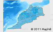 Political Shades 3D Map of Morocco, single color outside, bathymetry sea