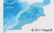 Political Shades 3D Map of Morocco, single color outside