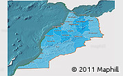 Political Shades 3D Map of Morocco, single color outside, satellite sea