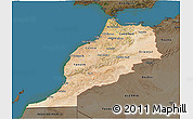 Satellite 3D Map of Morocco, darken, land only