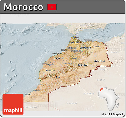 Satellite 3D Map of Morocco, lighten