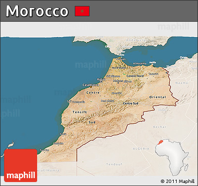 Satellite 3D Map of Morocco, lighten, land only