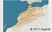 Satellite 3D Map of Morocco, lighten, semi-desaturated, land only