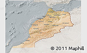 Satellite 3D Map of Morocco, lighten, semi-desaturated