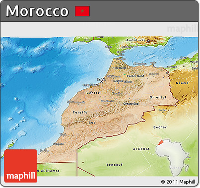 Satellite 3D Map of Morocco, physical outside